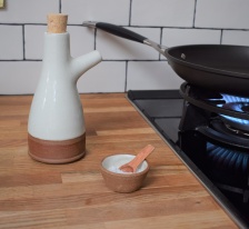 Stoneware Oil Bottle in Milk White